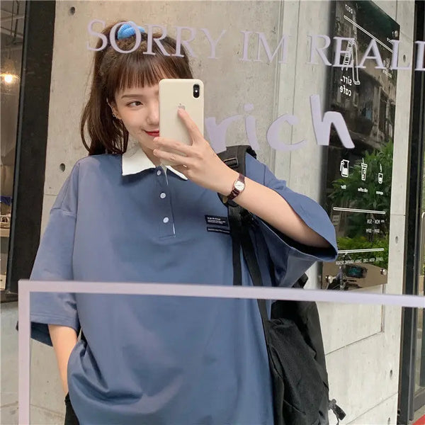 Vaporwave Chrome logo – Pure Cotton Hong Kong Style Pure Cotton Polo Shirt Short Sle