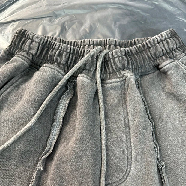 New 2024 Novelty High THUG CLUB Old Washed Rhine Stone Heavy Skateboard Street Cotton Casual Shorts Kanye Hip-hop Parkour #U46