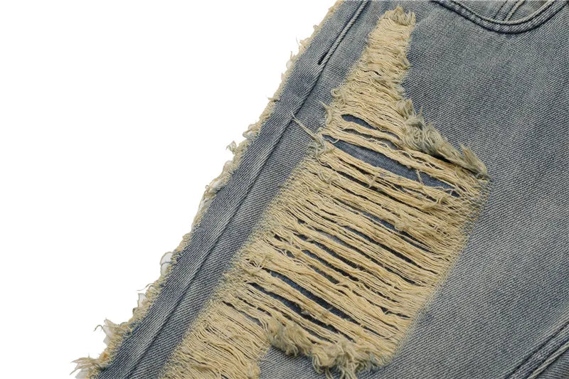 fashion ripped denim jeans mens destoryed holes zipper straight trousers jeans hip hop streetwear new casual joggers jeans pants unique joggers style 3087