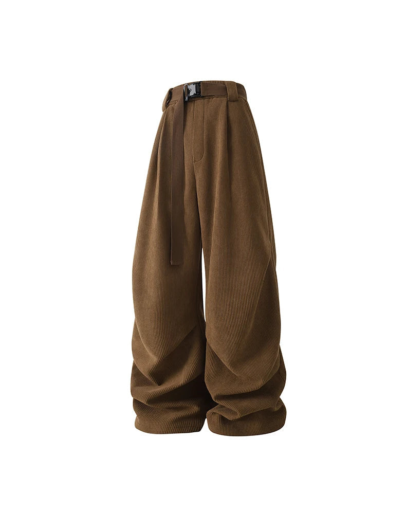winter mens wide leg straight sweatpants korean fashion warm fleece track pants male casual thermal trousers with long belt unique joggers style 1085