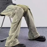 2024 new hip hop wide leg jeans for men washed distressed baggy denim trousers high street deconstruction cargo jean y2k pants baggy cargo bottoms