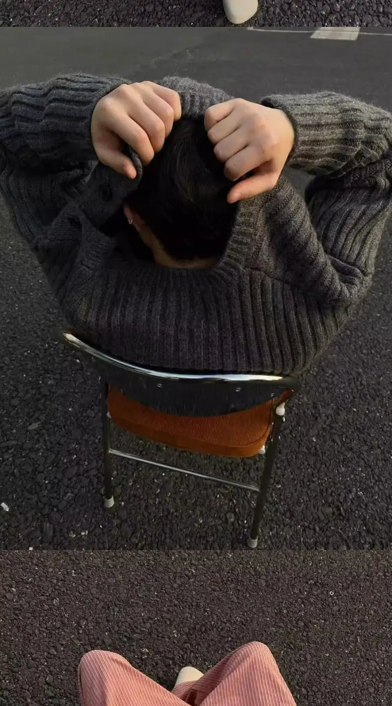 grunge oversized knit streetwear piece for layered look and winter street fits, ideal for men’s fashion and seasonal streetwe