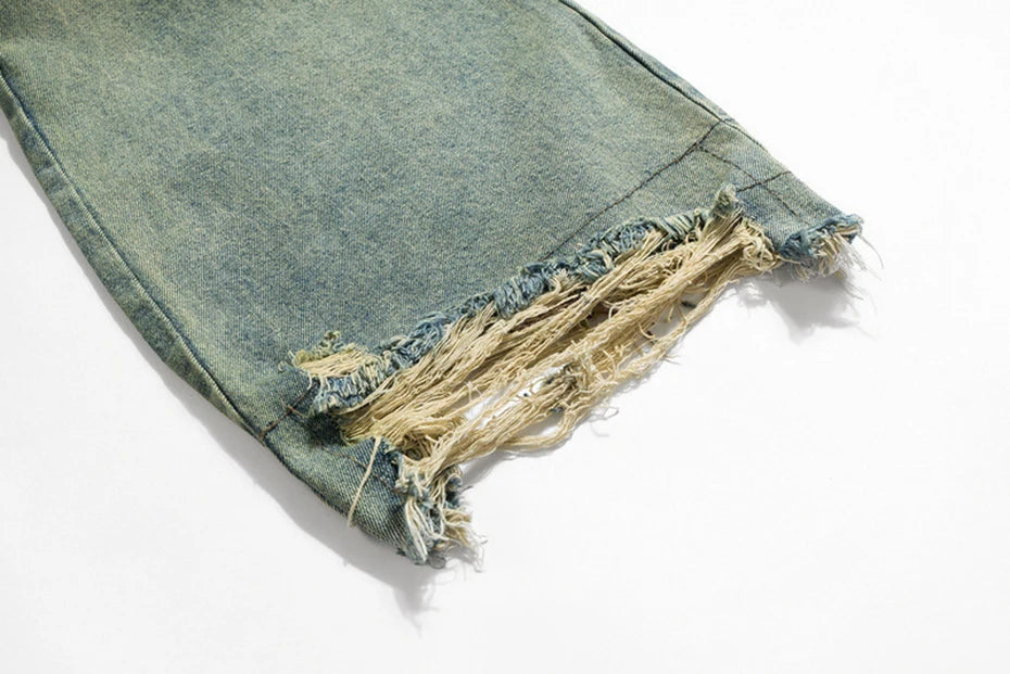 men vintage jeans distressed retro loose straight denim pants 2024 man ro style jeans trousers unique jeans style 719