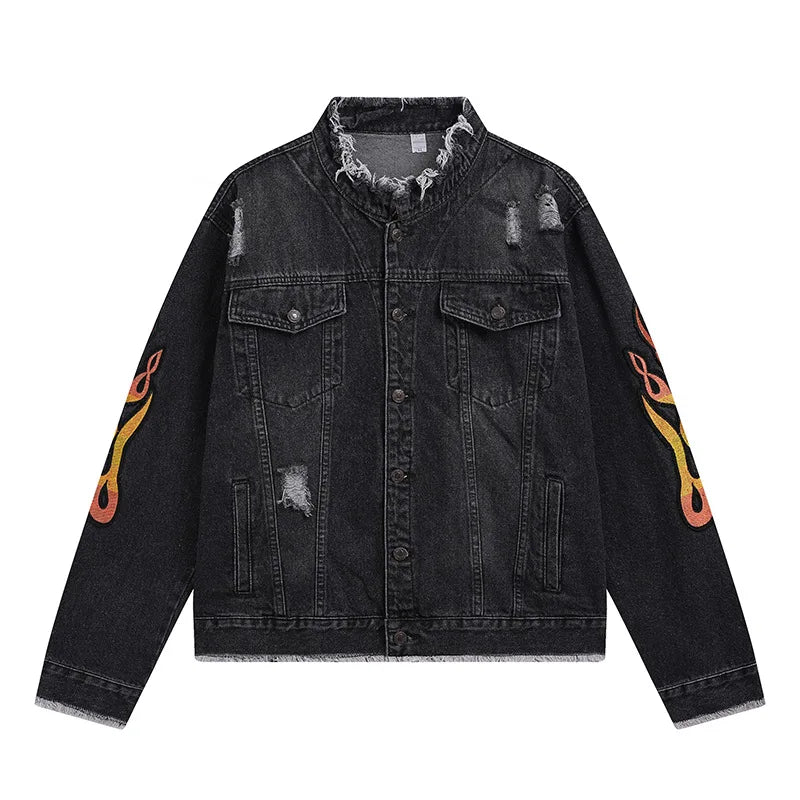Windbreaker vintage graffiti holes digital parka