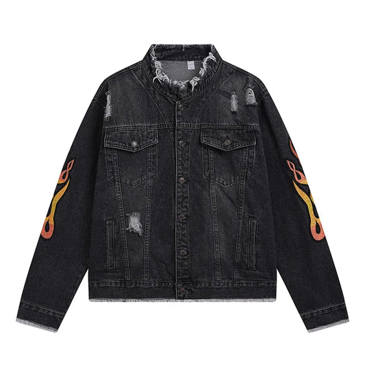 Windbreaker vintage graffiti holes digital parka