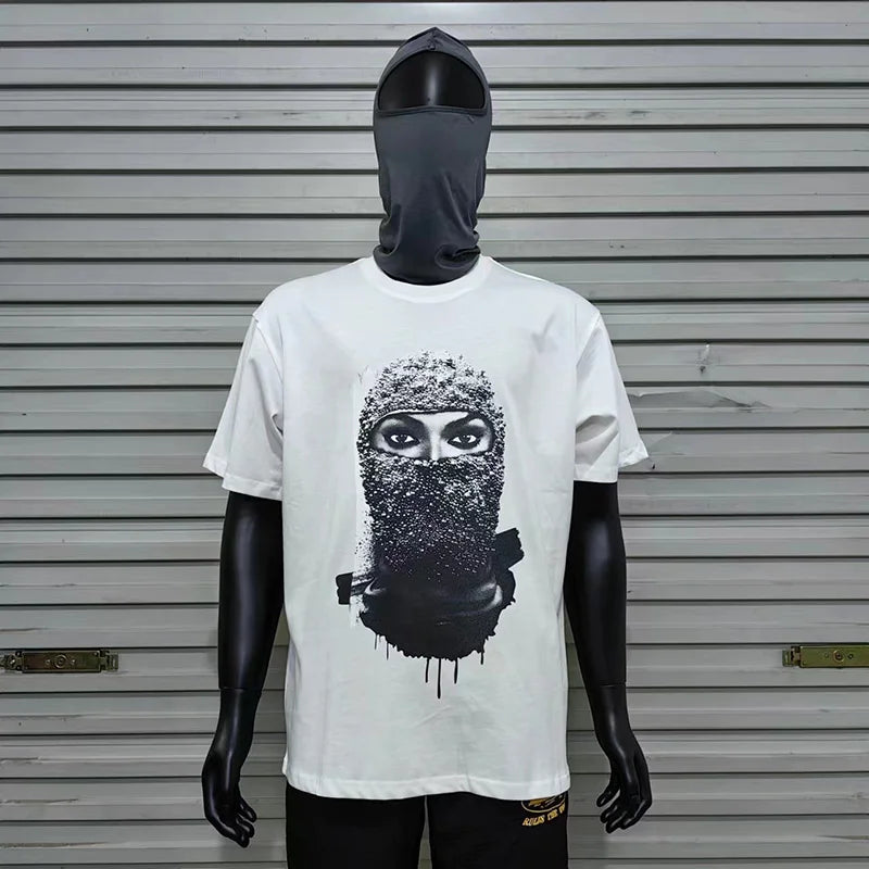 Glitchcore Fashion – High Quality Ih Nom Uh Nit T Shirt Masked Men Letter Printin – Urban Streetwear for Men & Women