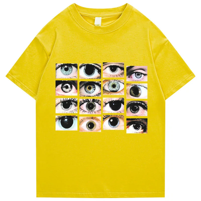 Y2K Graphic Tee – 2022 Men Hip Hop Streetwear T Shirt Eyes Printed Harajuku – Edgy Streetwear for All Genders