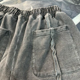 New 2024 Novelty High THUG CLUB Old Washed Rhine Stone Heavy Skateboard Street Cotton Casual Shorts Kanye Hip-hop Parkour #U46
