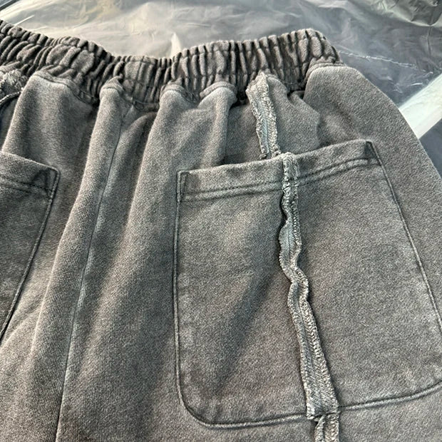 New 2024 Novelty High THUG CLUB Old Washed Rhine Stone Heavy Skateboard Street Cotton Casual Shorts Kanye Hip-hop Parkour #U46