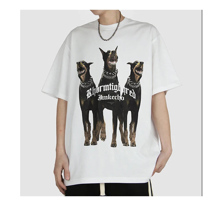 Sadcore Oversized shirt – Harajuku T Shirt Mens 2023 Summer Dog Letter Printed Vintage