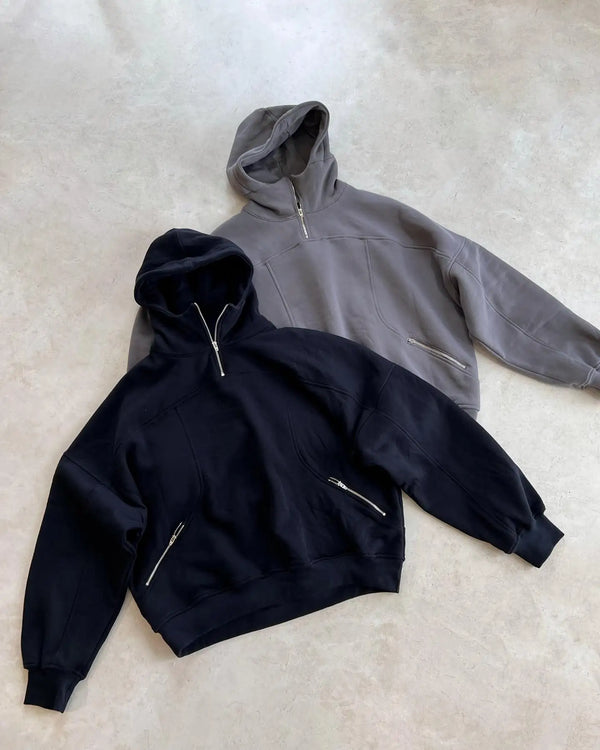Harajuku Solid Color Zip Up Hoodie Retro Punk Y2K Hoodies Fashion Hip