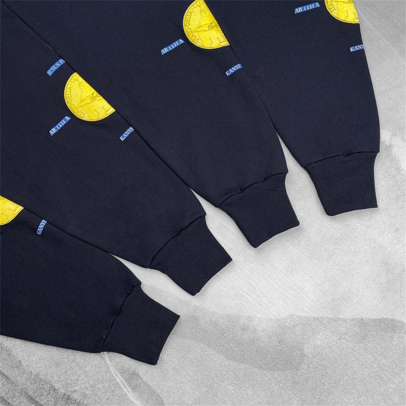 Urban darkwear hoodie with oversized haunted mansion artwork