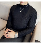 Cyberpunk Crying character – Semi Turtleneck Stretch Slim Fit T Shirt Men Long Sleeve Thi