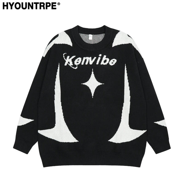 mens streetwear sweater hip hop letter geometry knitted sweater pullover new casual autumn o neck cotton sweater unisex jumpers - unisex casual winter pullover, urban fashion pullover, high quality cotton hoodie