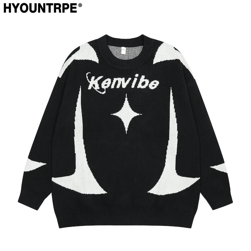 mens streetwear sweater hip hop letter geometry knitted sweater pullover new casual autumn o neck cotton sweater unisex jumpers - unisex casual winter pullover, urban fashion pullover, high quality cotton hoodie