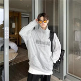 Street Half Zip Hoodie Mens Spring New Vintage Letter Embroidery Loose