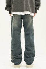 retro washed denim jeans destroyed ripped loose mens biker jeans side pocket fashion streetwear hip hop straight pants joggers unique joggers style 2213