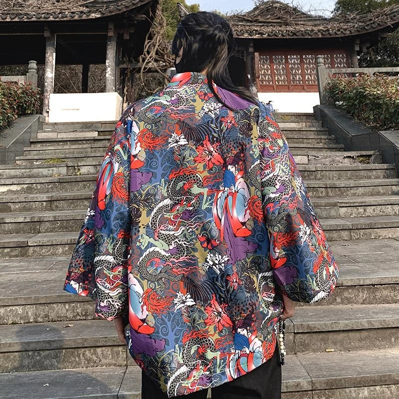 Lightweight Kimono Jacket Dragon Print Kimono Cardigan New Arrival Street Shirt Harajuku Kimono
