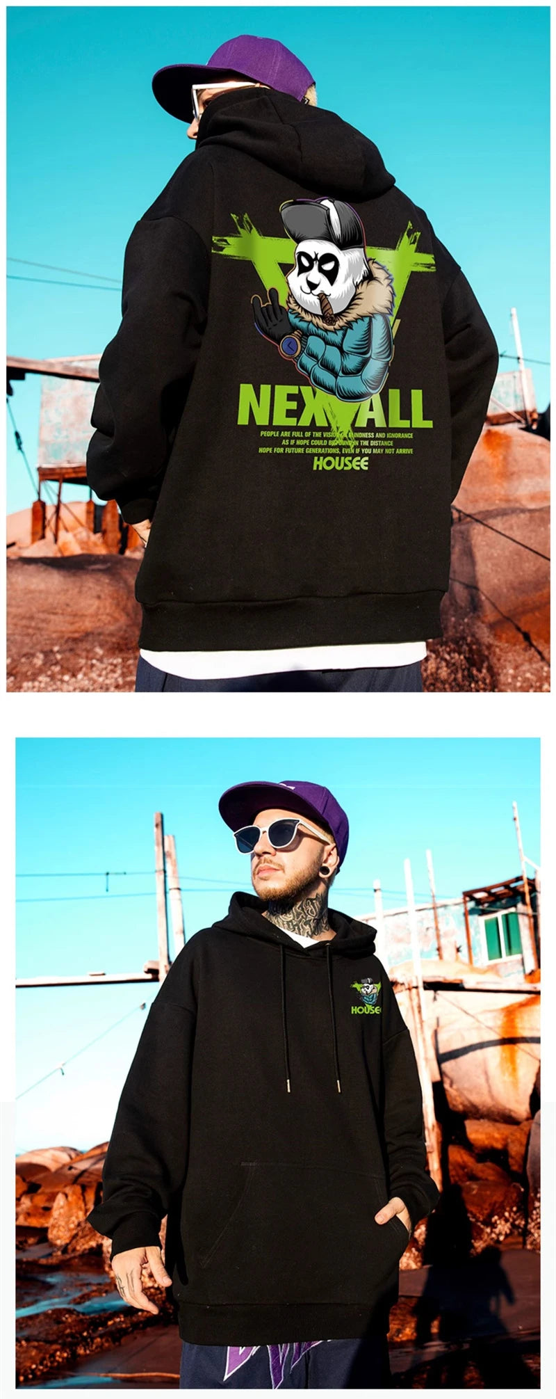 Autumn Punk Panda Printed Hoodie For Men New In Harajuku Fashion Fleece