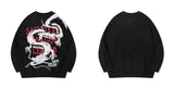 hip hop harajuku dragon pattern knitted sweater unisex pullover streetwear new year casual loose sweater warm jumper knitwear high quality cotton pullover, streetwear fashion hoodie, oversized graphic print design