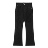 mens distressed ripped destroied tassel denim jean pants new fashion biker jeans streetwear flare pants joggers y2k men s jeans sporty tapered joggers