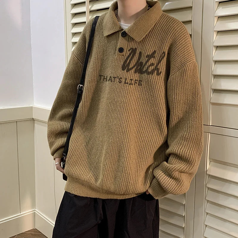 varsity graphic knit, unisex street look, trendy streetwear apparel for men and women
