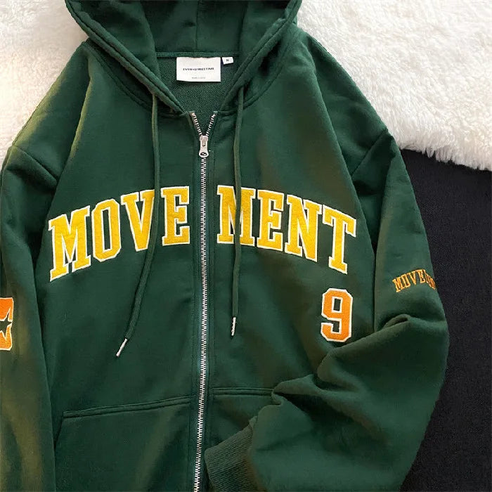 Hoodies Women Retro Harajuku Hip Hop Jacket High Street Zip Up Hoodie
