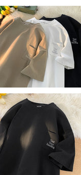 Gothic Oversized shirt – Korean Style Solid Color Short Sleeved Men Summer Japanese S