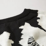 hip hop knitted pullover, bold design pullover, cozy fashion fit, stylish street outfit, modern aesthetic appeal