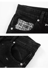 ripped holes patchwork denim jeans mens high street zipper straight jeans hip hop streetwear casual loose joggers jeans pants unique joggers style 2575
