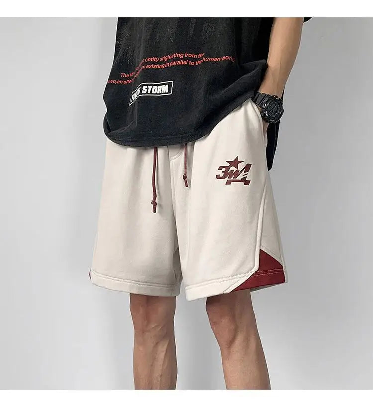 Korean fake two-piece sports basketball shorts men summer American fashion