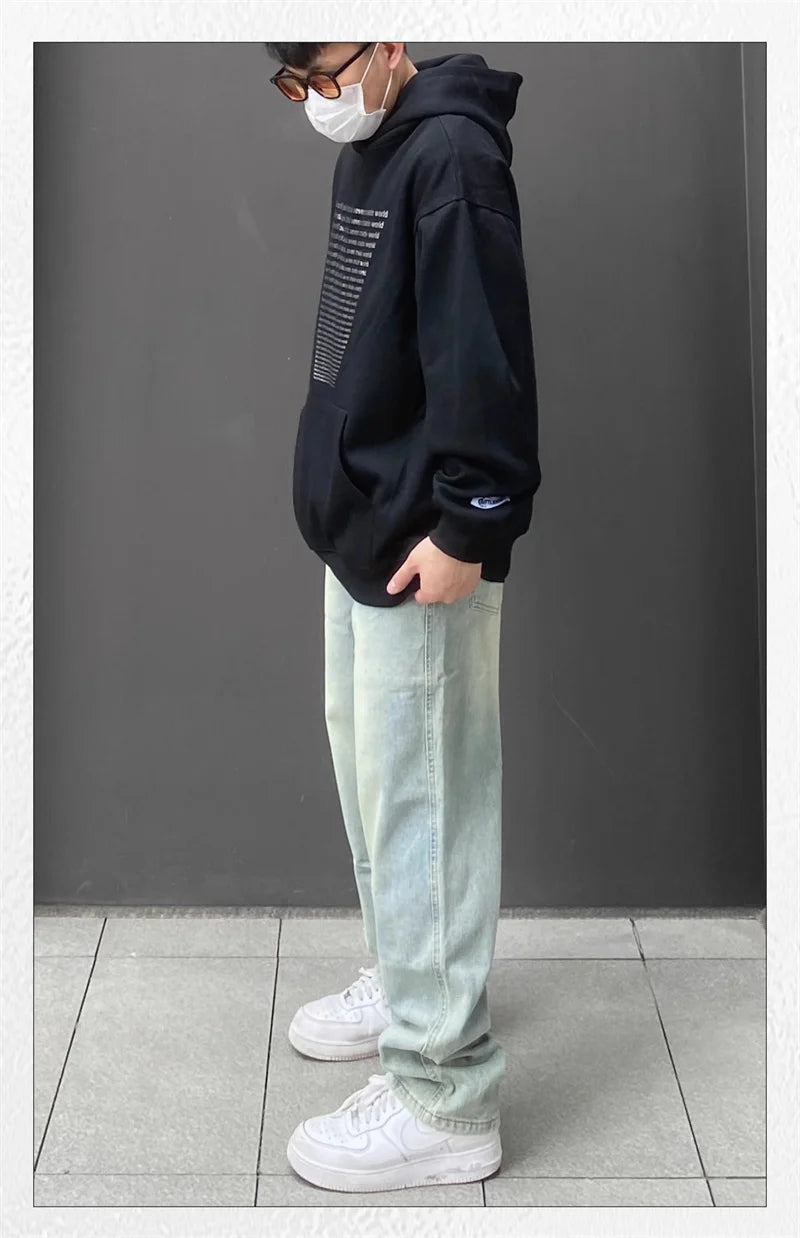 Trendy Fall Fashion Sweater – Autumn Mens Y2K Letter Printed Goth Hoodies New American Streetwear Hooded Sweatshirts Hip Hop Fashion Pullover Retro Hoody | Zip Knit Drop #149
