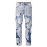 ripped irregular patchwork design denim jeans men casual zipper biker trousers jeans fashion streetwear hip hop pants joggers urban active pants