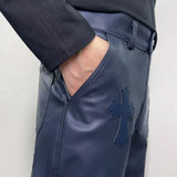 pu leather pants men streetwear fashion hip hop punk gothic vibe casual faux leather pant man boyfriend motorcycle trousers unique default style 3035