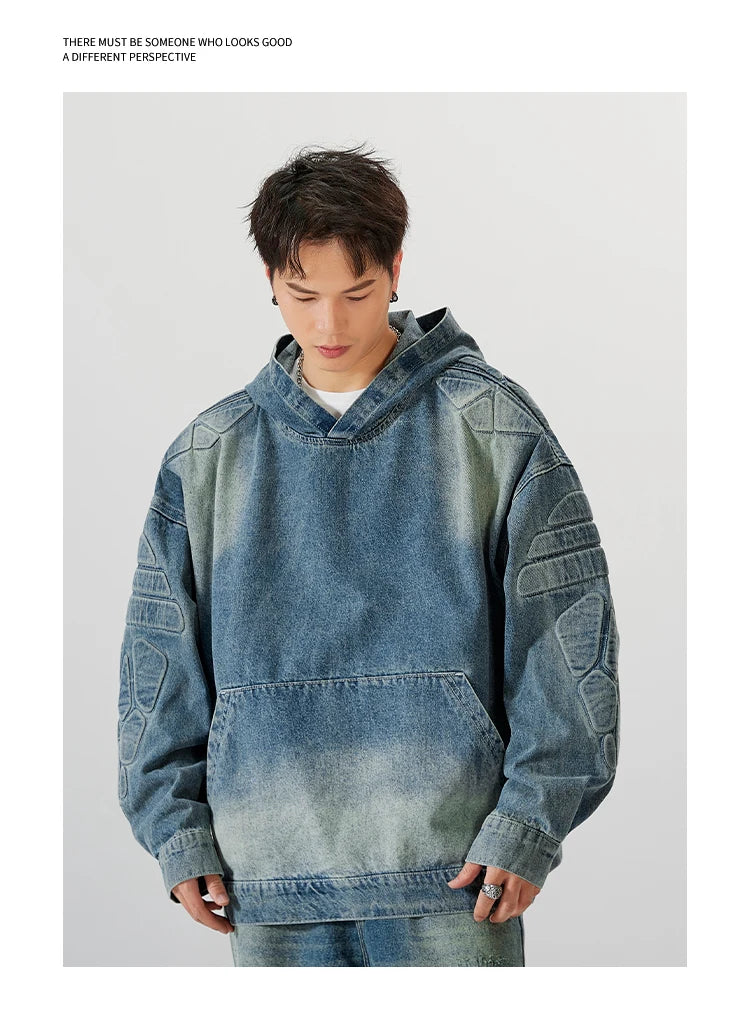 Vintage Sweatshirt Mens Hooded Pullover Hoody Fashion Oversized Hip Ho