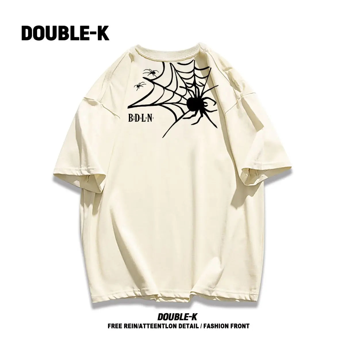 Y2k Broken heart – Trendy Street American Spider Web Print Round Neck Short Sle