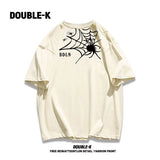 Y2k Broken heart – Trendy Street American Spider Web Print Round Neck Short Sle