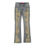 distressed skinny flared jean for mens big washed destroyed ripped denim jeans hip hop street wear blue biker jean pant women unique jeans style 191