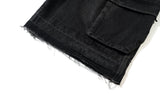 ro style ribbons streetwear multi pockets cargo short for men elastic waist wide leg baggy jeans knee length pants loose overall unique cargo style 4490