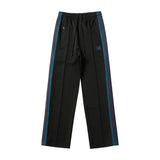 sea blue casual pants men woman loose comfortable side edge weaving stripe embroidery drawstring joggers sweatpants unique joggers style 5226