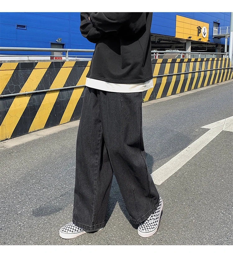 men wide leg jeans loose straight baggy denim pant mens womens streetwear skateboard pants oversized hip hop casual trousers unique jeans style 1105