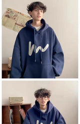 Fashionable Korean personality simple printed hooded sweatshirt for men autumn street Y2K new niche Japanese style boys' hoodie