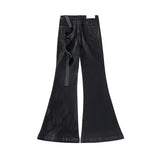 european and american street batik black paint coat wide jeans pants fashionable baggy contoured distressed flared denim jeans unique jeans style 1598