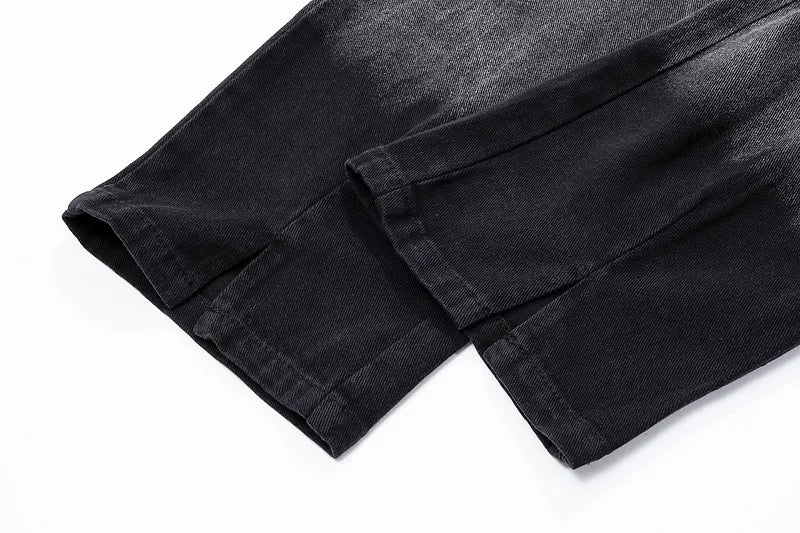 rainbowtouches men jeans unisex pants high street hip hop loose casual couple cargo straight patchwork gradient casual pants unique cargo style 593