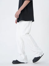 high street micro flare denim pants slim white jeans overall mens fashion casual vibe relaxed solid color washing jeans pants unique jeans style 2021
