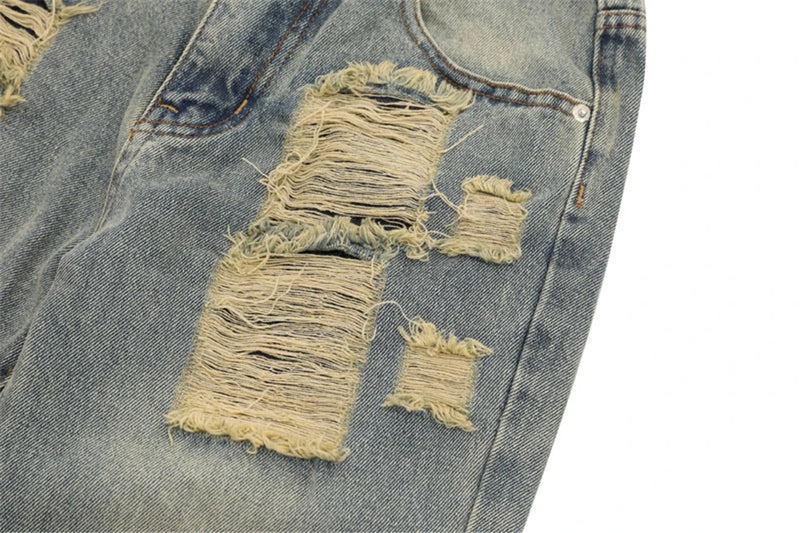 2024 ripped jeans high street straight trousers destroyed hole baggy denim pants vintage retro hip hop 1 unique jeans style 4638