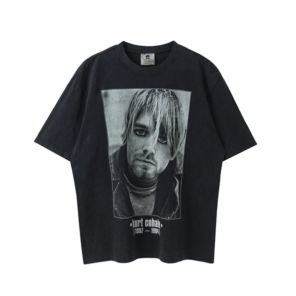 gothic oversized shirt featuring vintage retro kc portrait rock band t shirt high street distressed tops tee