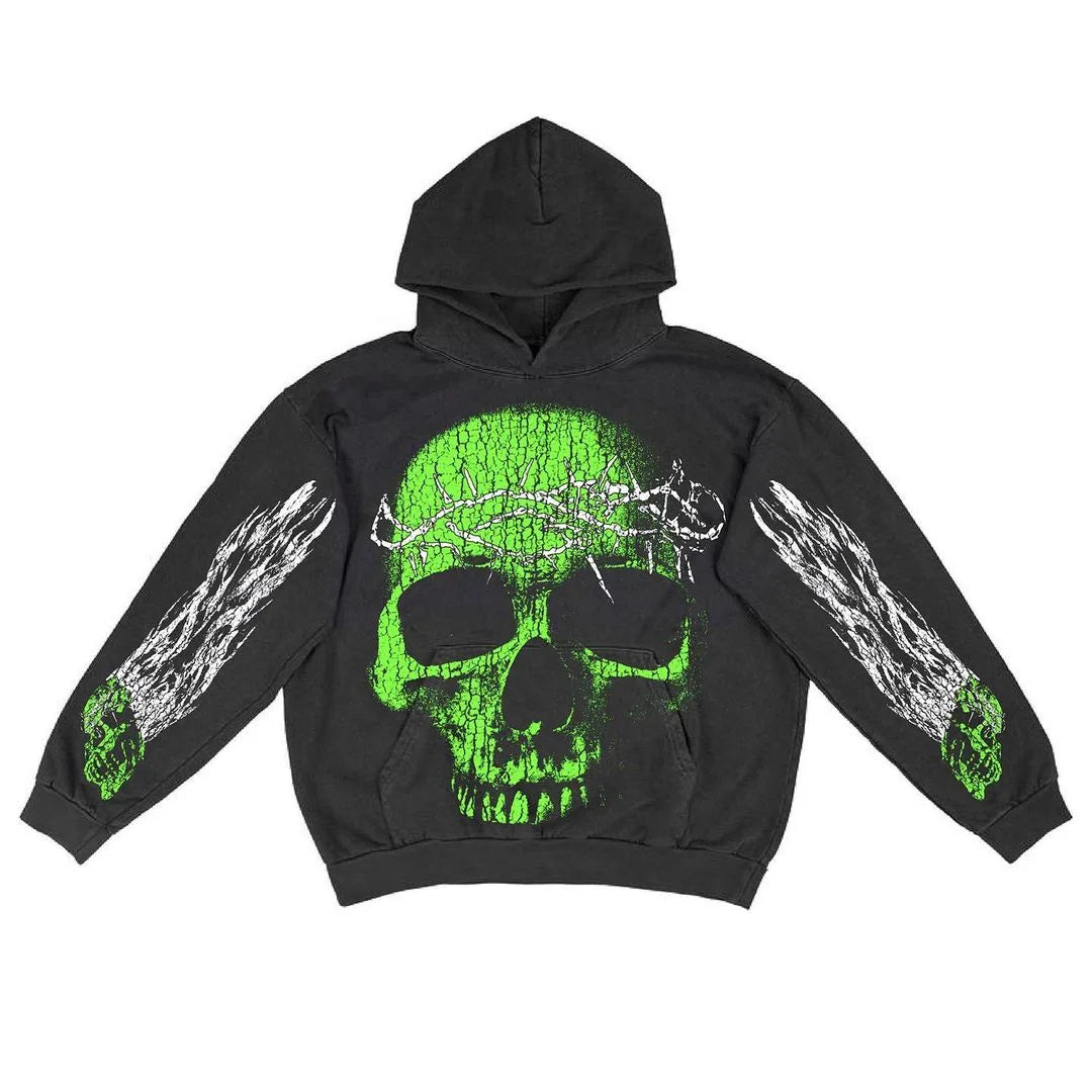 Y2K Womens Clothing Sweatshirt Pullover Print Dark High Street Oversize