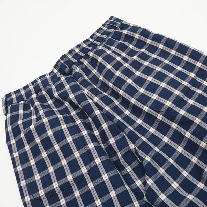 men women american streetwear fashion loose plaid wide leg straight pant boyfriend button down sports casual pants trousers relaxed fit trousers