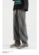fashion loose streetwear denim pants unisex casual drewstring elastic waist jean pants hip hop trousers joggers mens baggy jeans unique joggers style 3263
